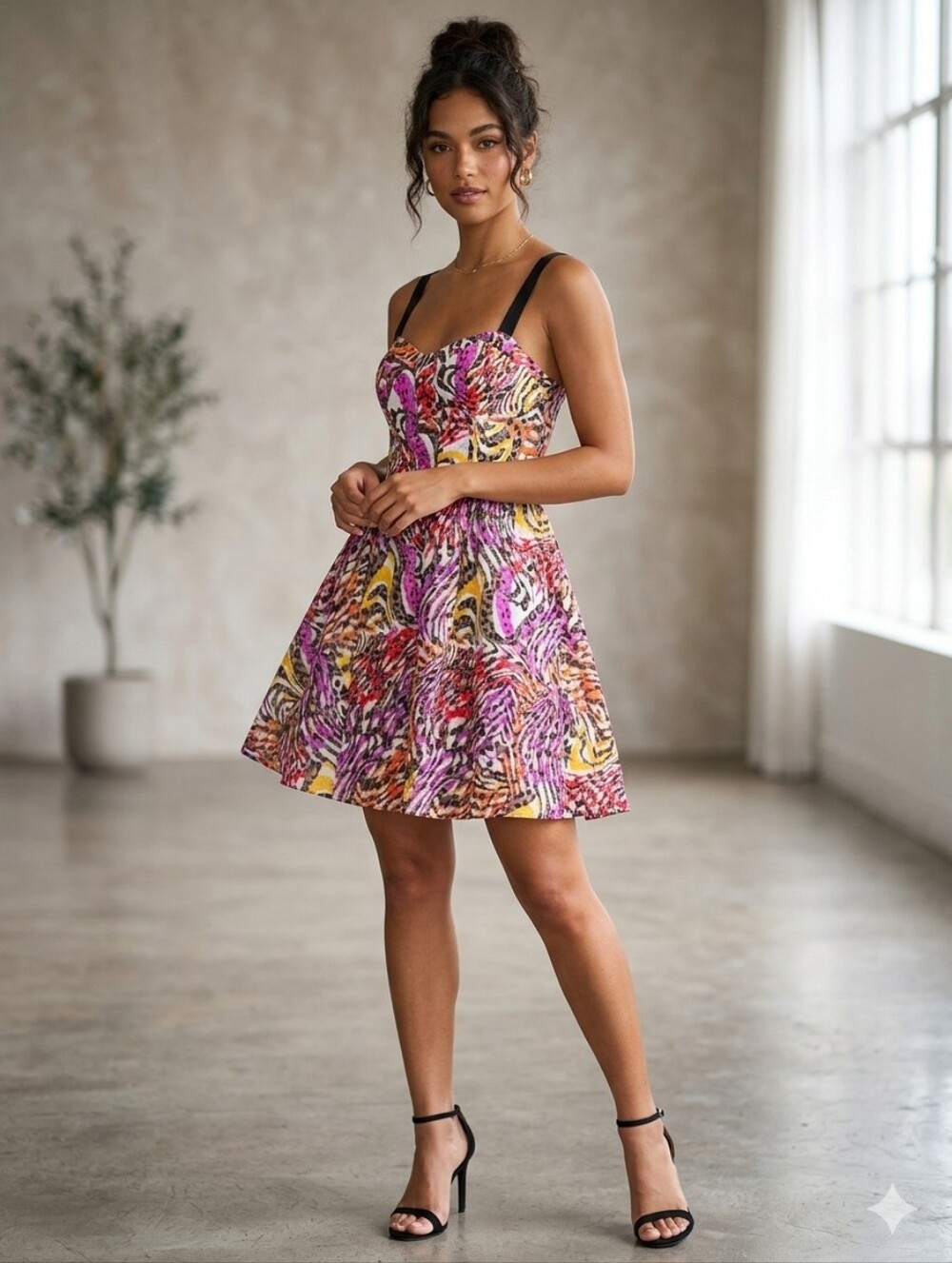 ALLEN  B WOMENS SUNDRESS SIZE 6 IN A BEAUTIFUL MULTI COLOR